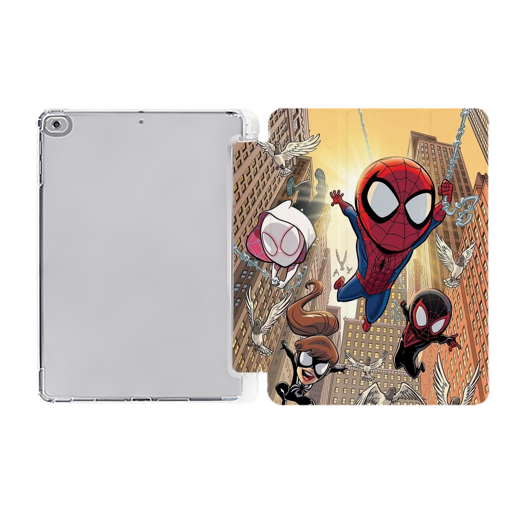（画像用） Spider Man スパイダーマン IPad ケース ペン収納付き 三つ折りスタンド PUレザー×シリコン 対応機種9.5/10.5/10.9インチ